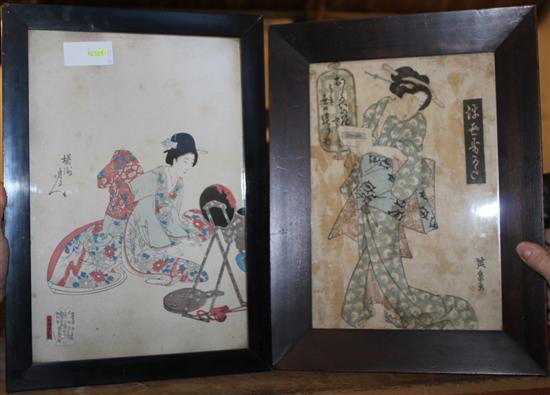 4 Japanese woodblock prints of ladies